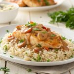 Smothered chicken and rice dish