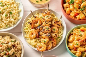 Chicken and shrimp skewers