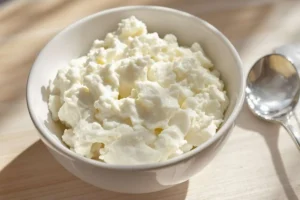 Close-up of Cottage Cheese in Bowl