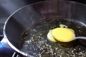 Preheating cast-iron skillet for cornbread