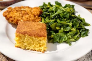 Cornbread with collard greens