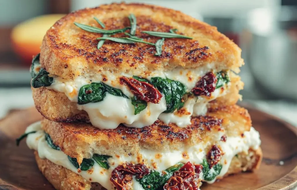 Sun-Dried Tomato, Spinach, and Ricotta Grilled Cheese