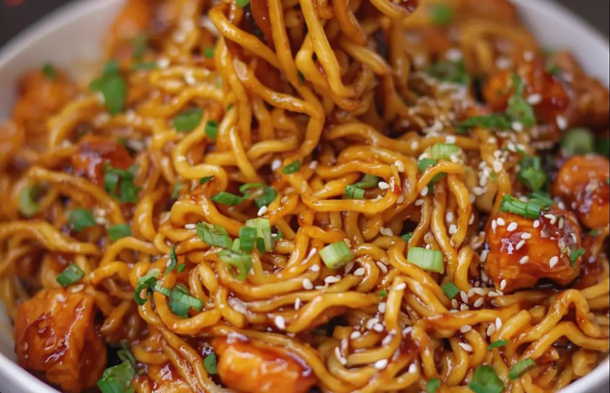 Sticky Garlic Chicken Noodles